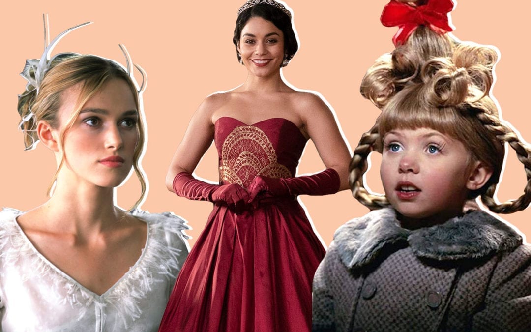 A collage with Keira Knightley from Universal Pictures's "Love Actually," Vanessa Hudgens from Netflix's "Princess Switch" and Taylor Momsen from Universal Pictures's "How the Grinch Stole Christmas."