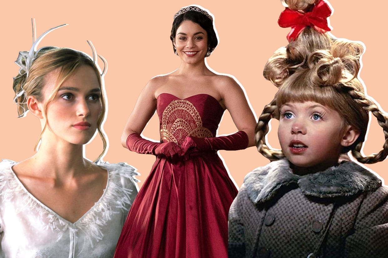 A collage with Keira Knightley from Universal Pictures's "Love Actually," Vanessa Hudgens from Netflix's "Princess Switch" and Taylor Momsen from Universal Pictures's "How the Grinch Stole Christmas."