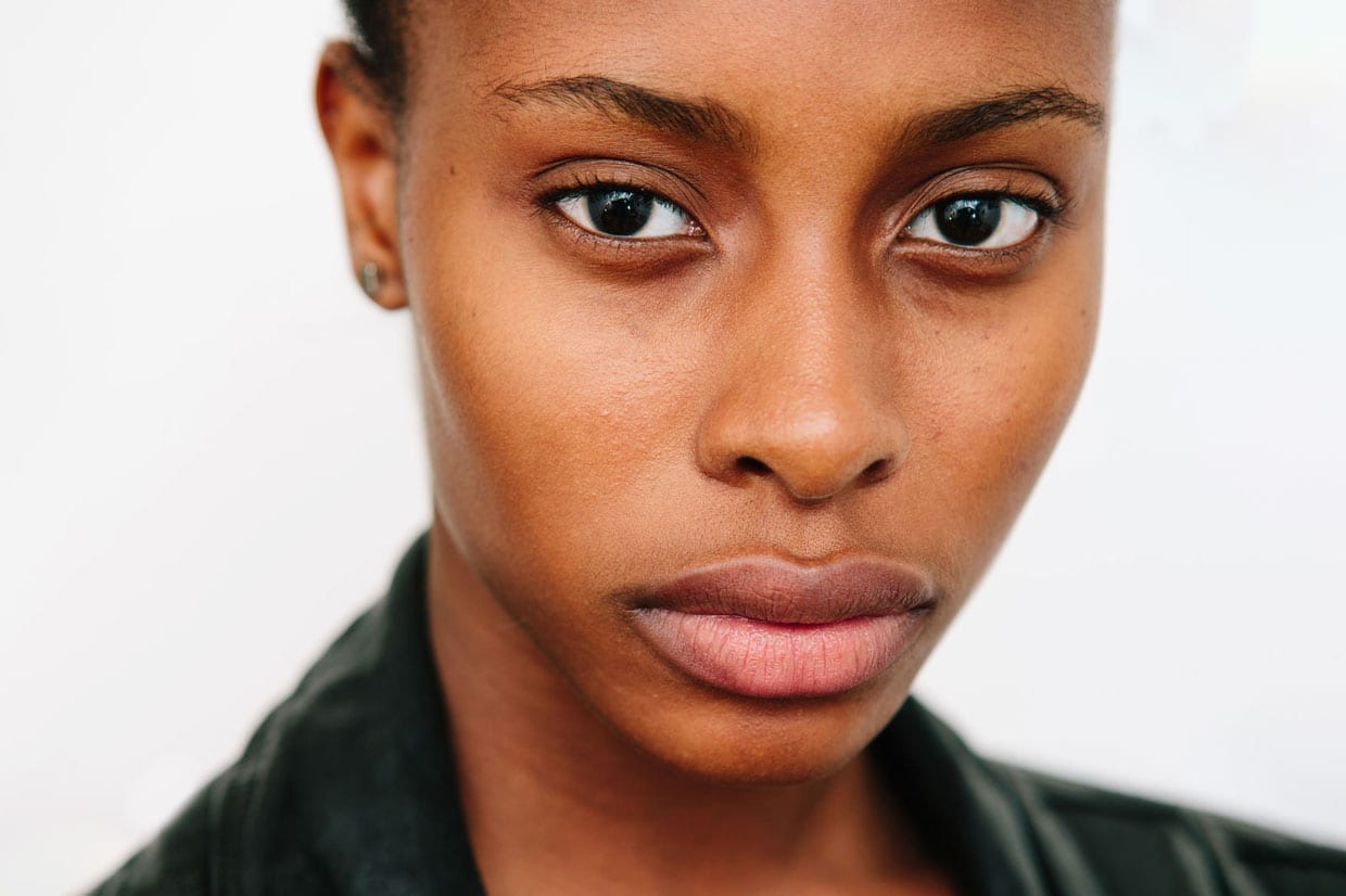 Close up of a black woman's clear skin.