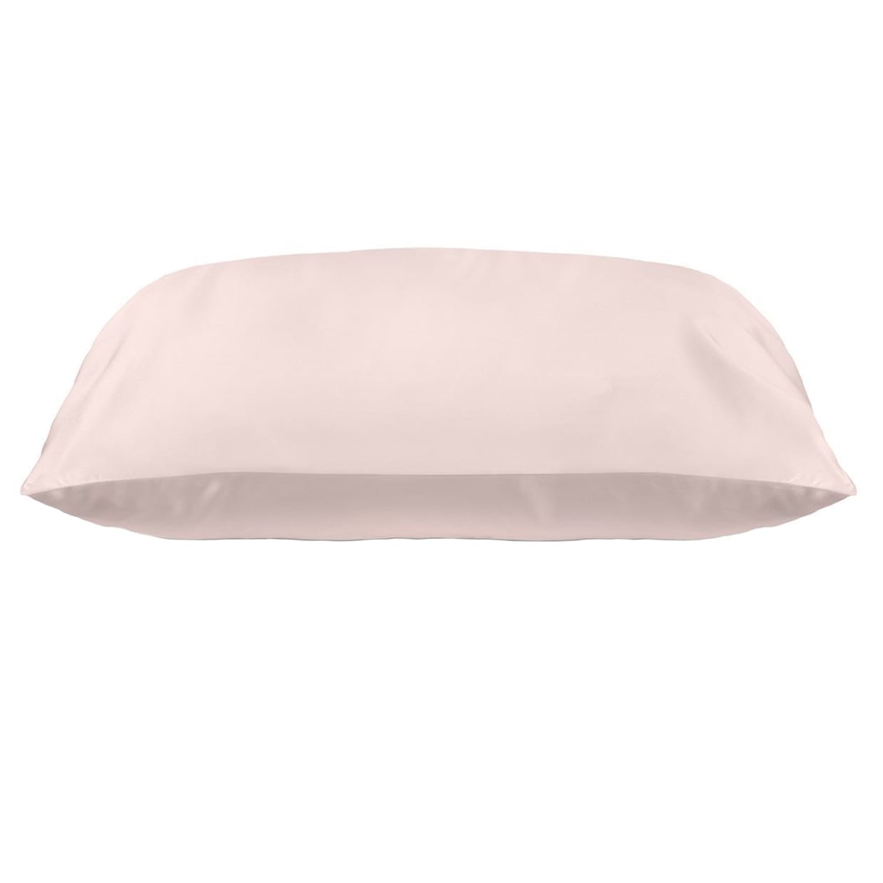 A pink silk pillowcase on white,