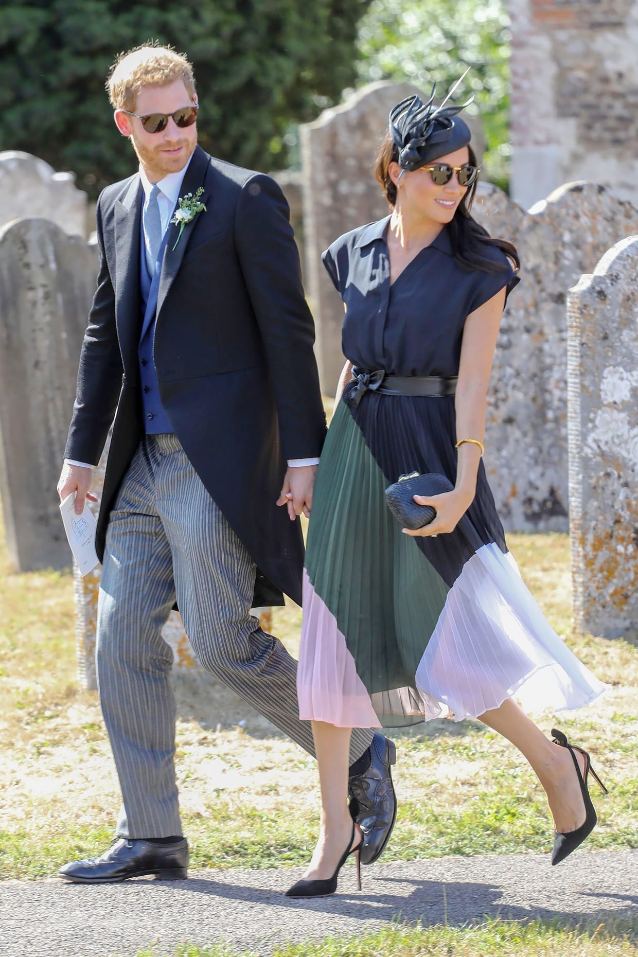 Prince Harry and Meghan Markle at the wedding of Daisy Jenks and Charlie van Straubenzee, St Mary the Virgin Church, Frensham, Surrey, UK, Aug. 4, 2018.