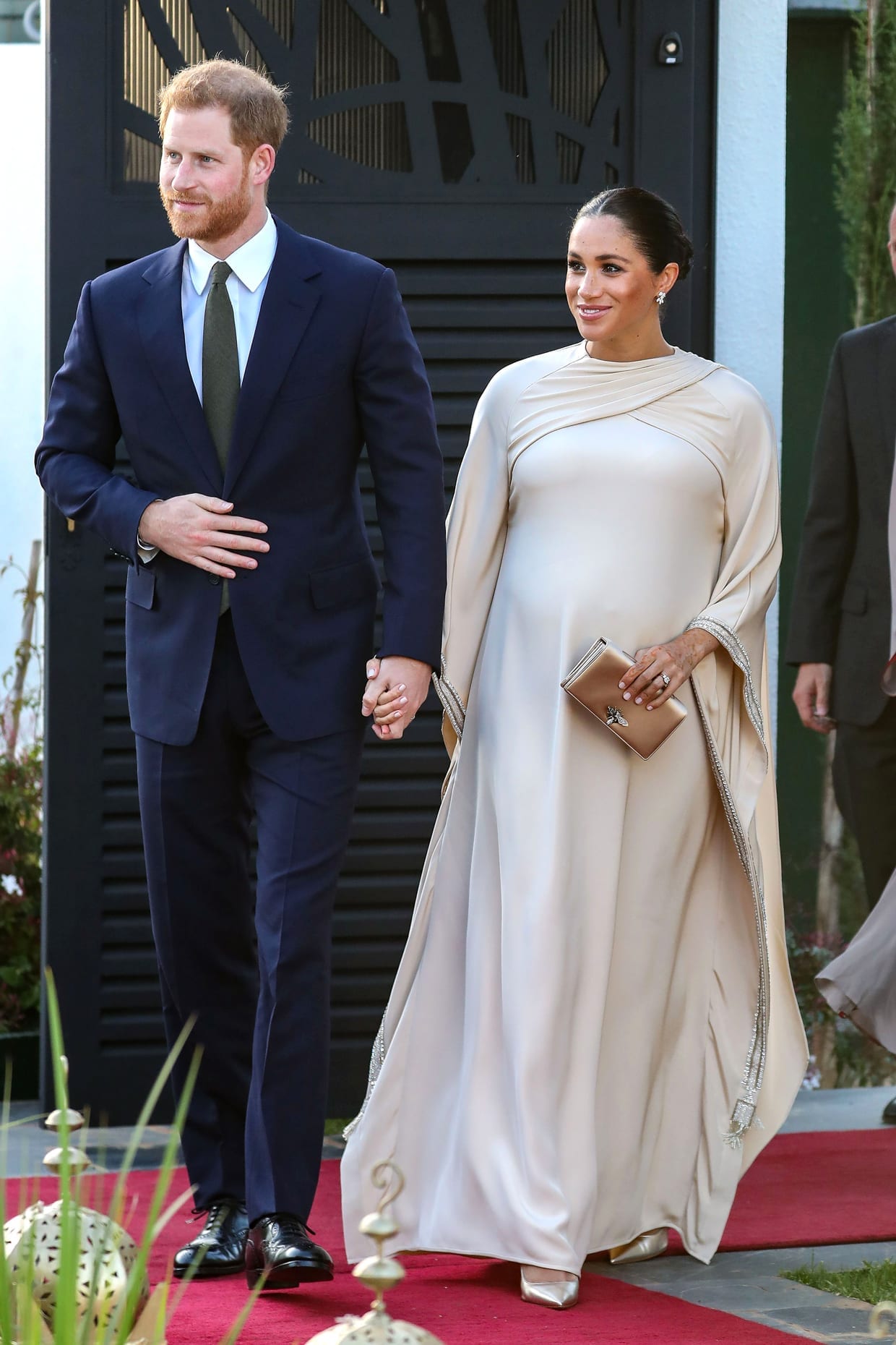 Prince Harry and Meghan Markle attend a reception hosted by the British Ambassador to Morocco, Feb. 24, 2019.