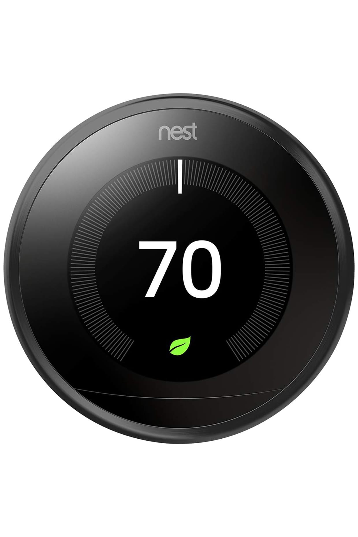 A circular thermostat.