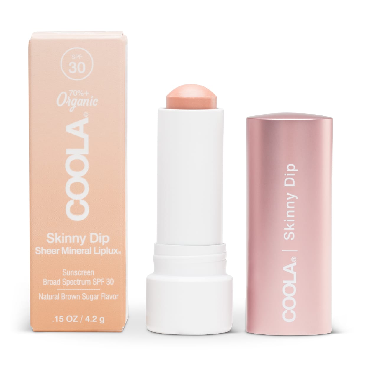 COOLA Mineral Liplux Organic Tinted Lip Balm Sunscreen SPF 30 in Skinny Dip