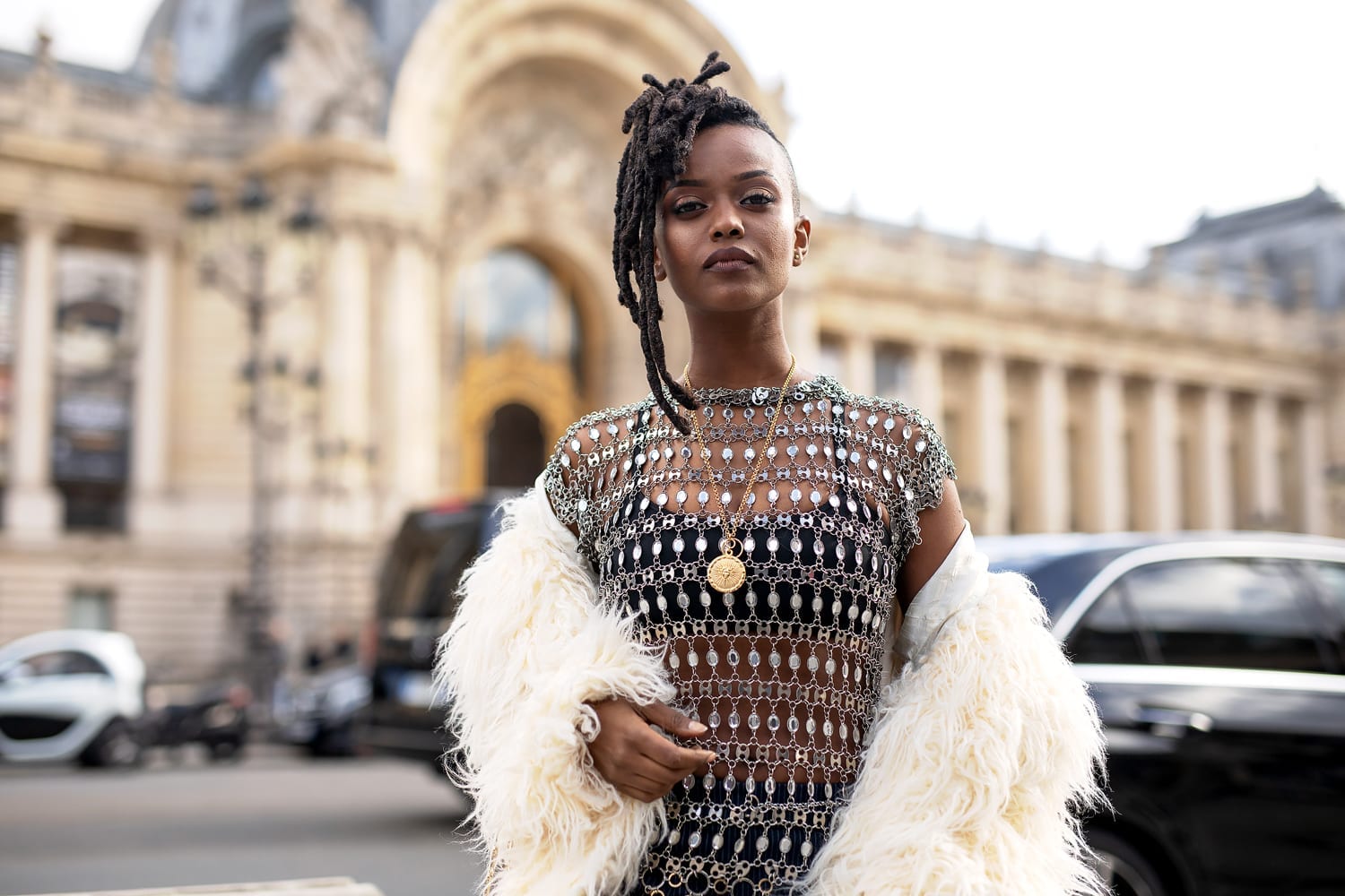 Kelela attends the Paco Rabanne fashion show in Paris, Feb. 28, 2019.