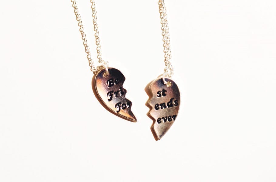 A broken "best friends forever" necklace.