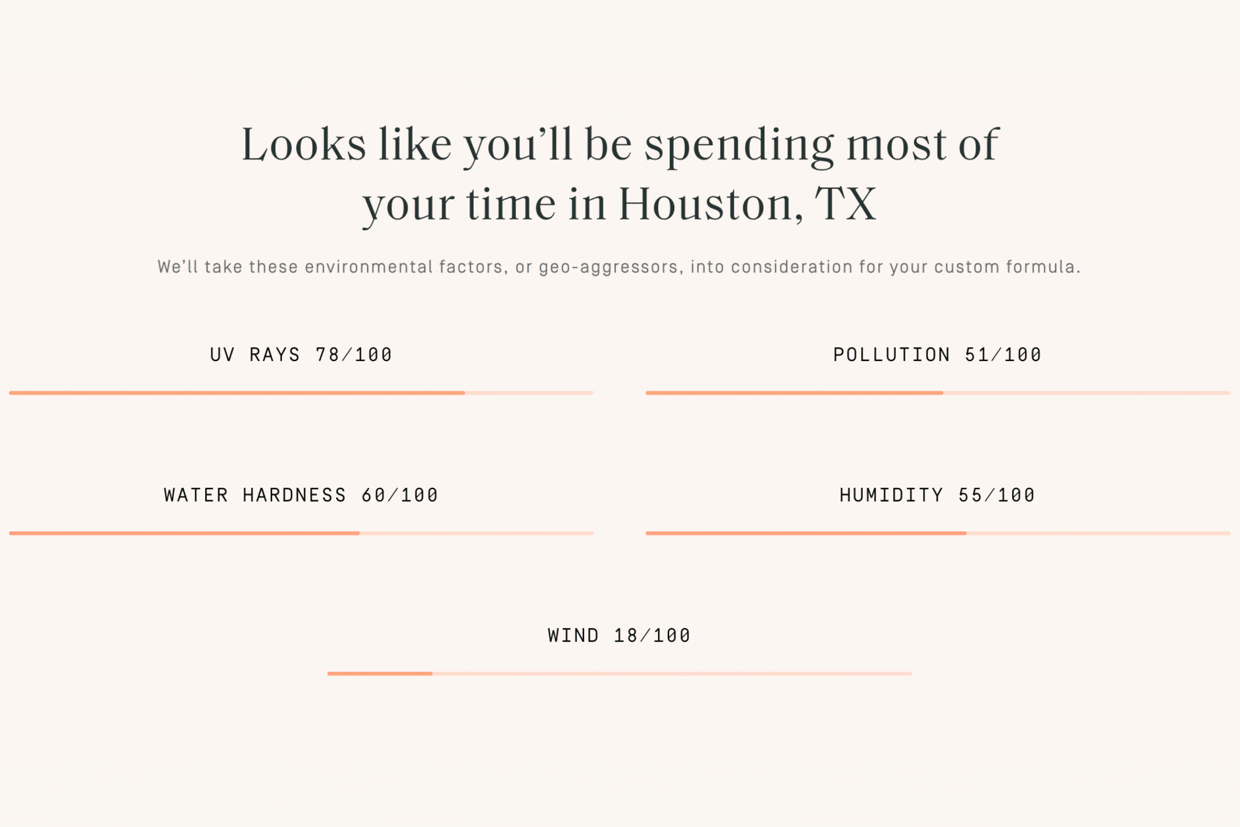 A gif of a custom hair care quiz.
