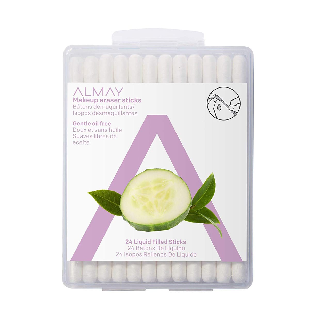 A rectangular plastic case with q-tips.