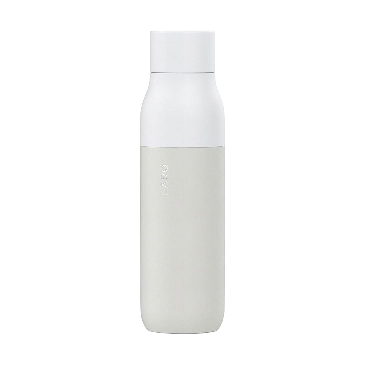 A white and grey water bottle.