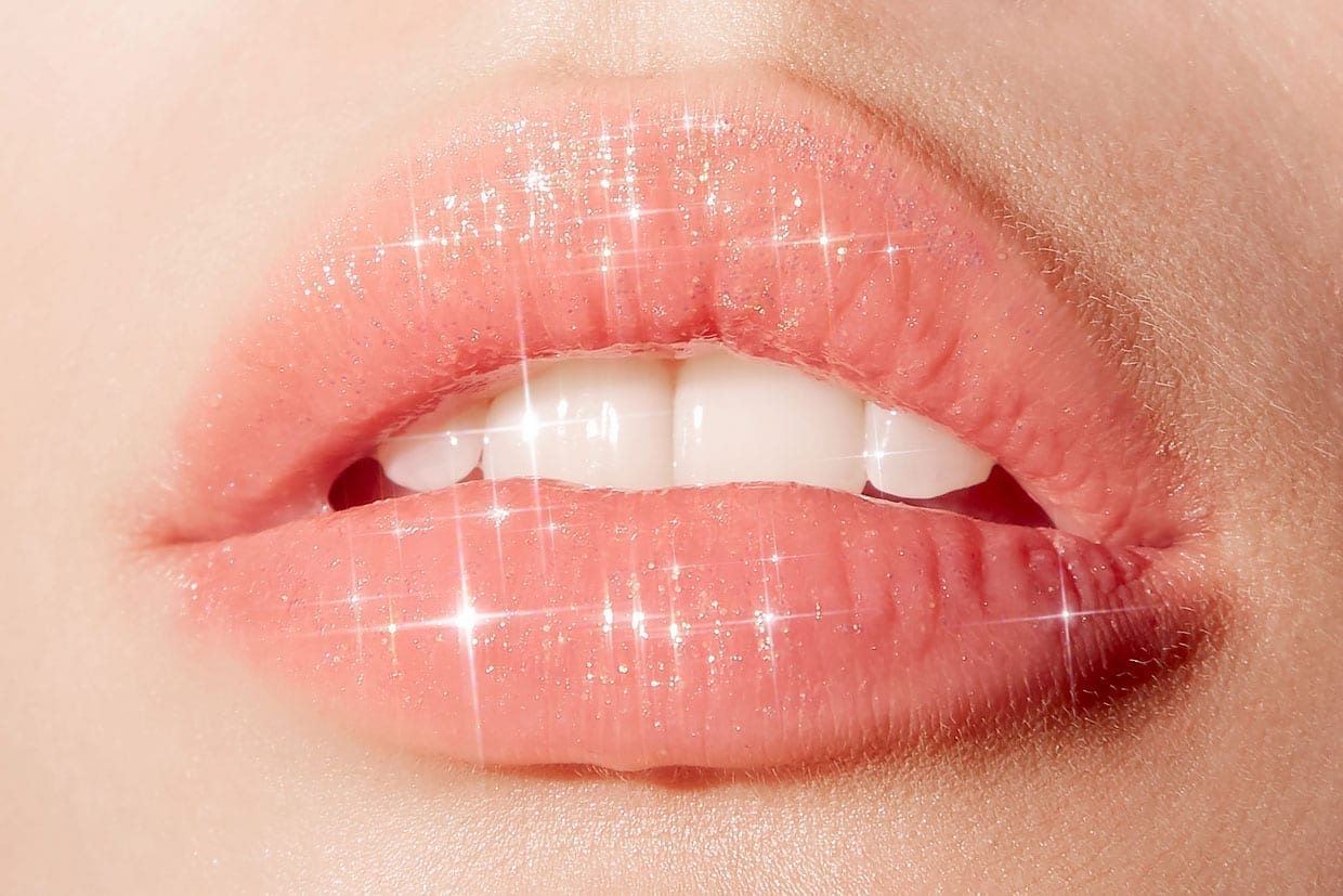 A close up of sparkling lips.