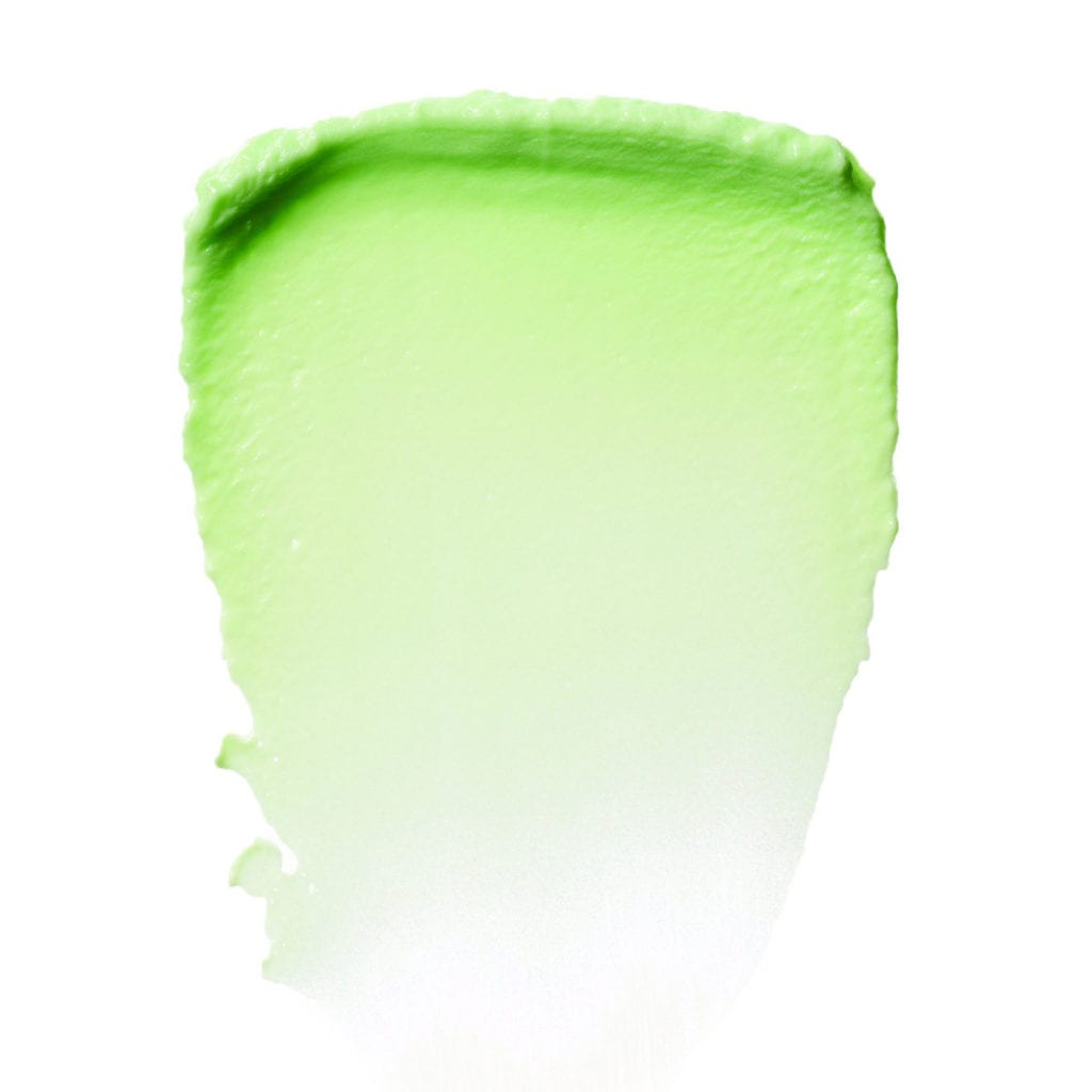 A green swipe of a face mask.