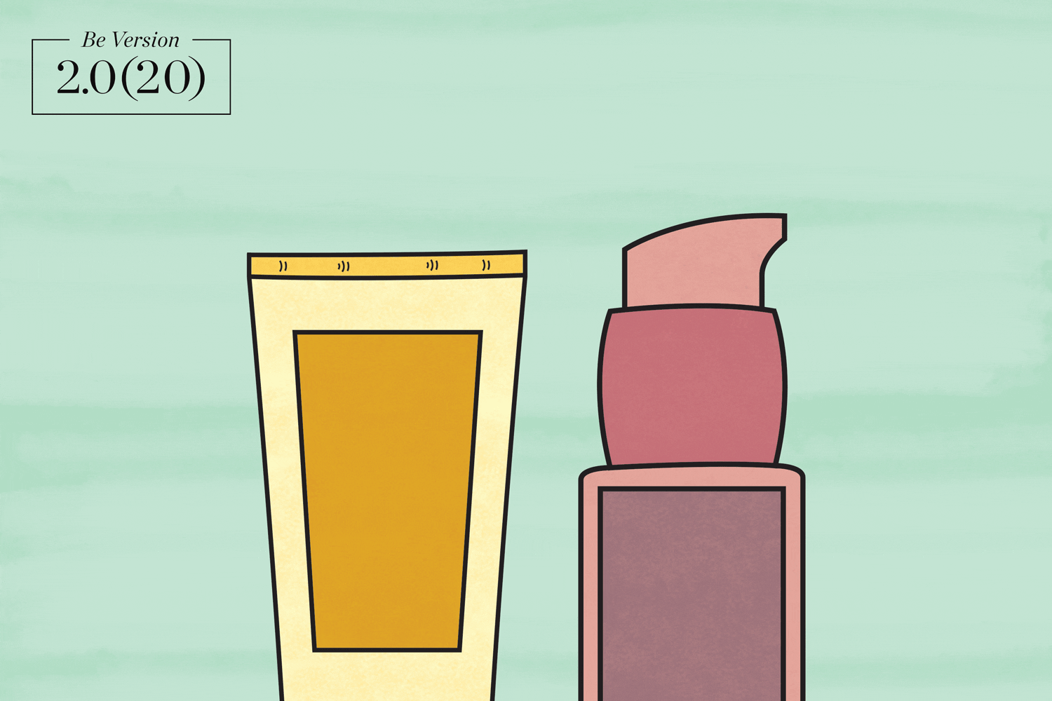 An animated illustration of skincare products.