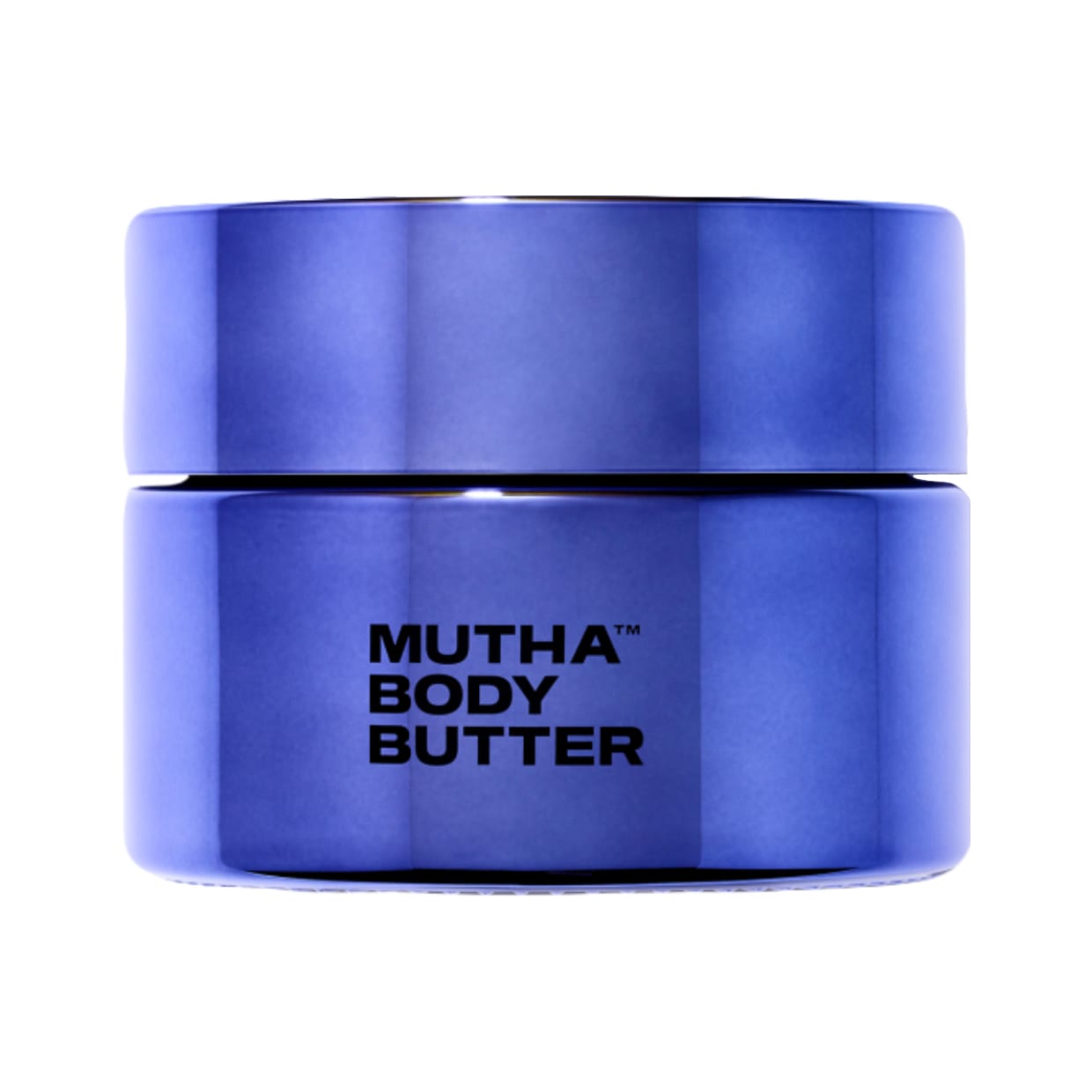 A blue jar of moisturizer.