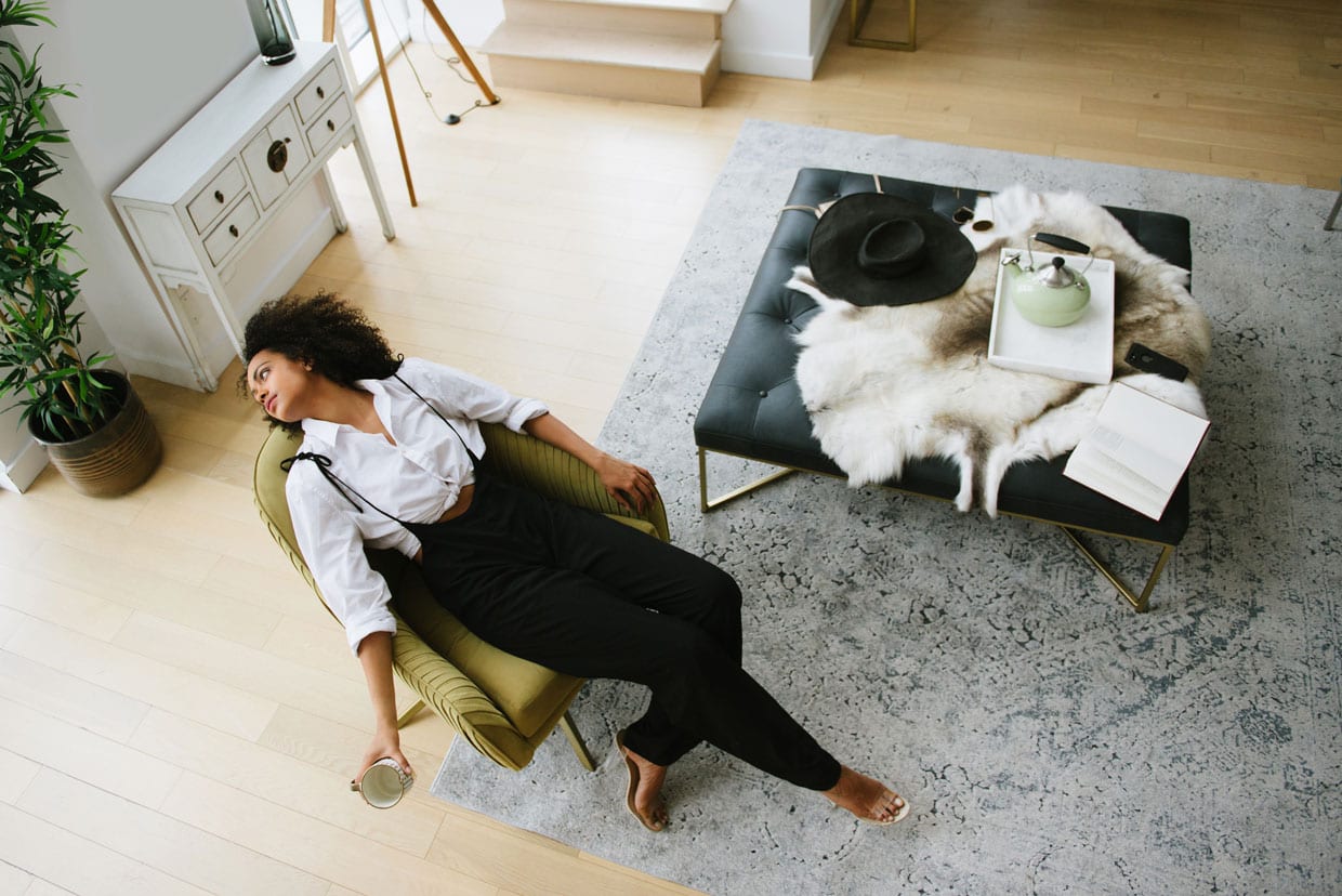 Young woman relaxing at home.