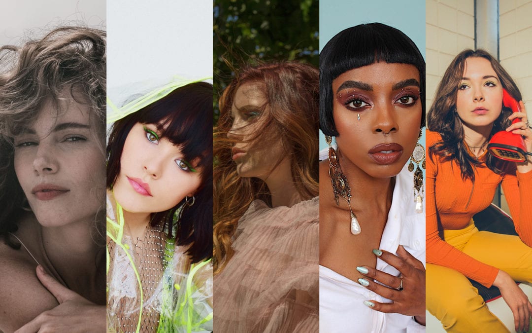 A side-by-side image of Cyn, UPSAHL, Sydney Sierota, Ehlie Luna, and Lydia Night.