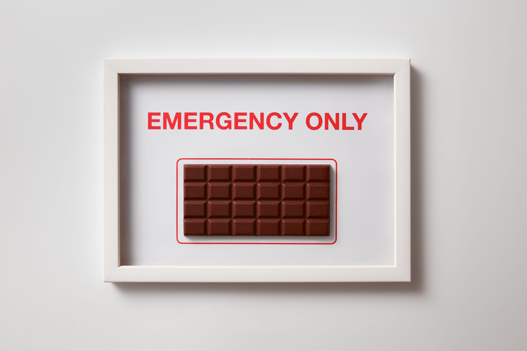 Chocolate in an emergency kit cabinet