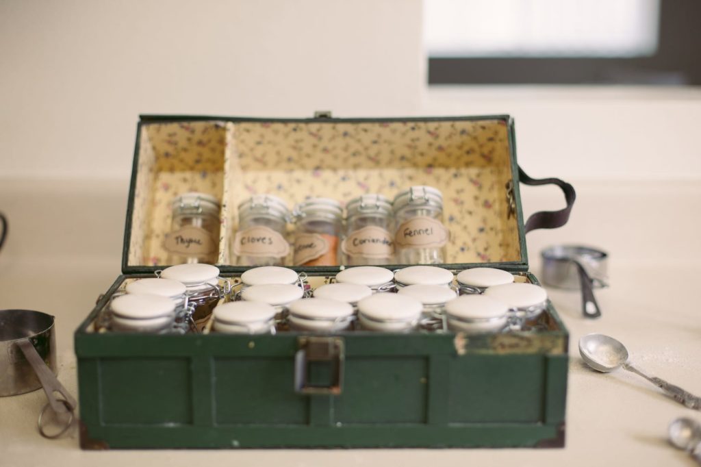 A homemade spice rack