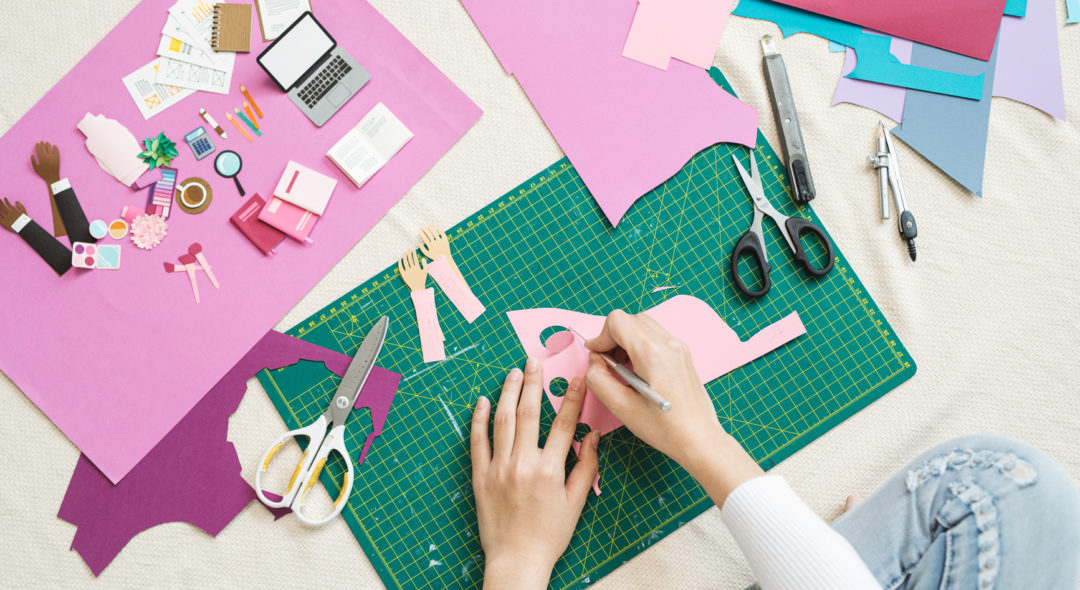 Artwork Workplace With Creative Accessories