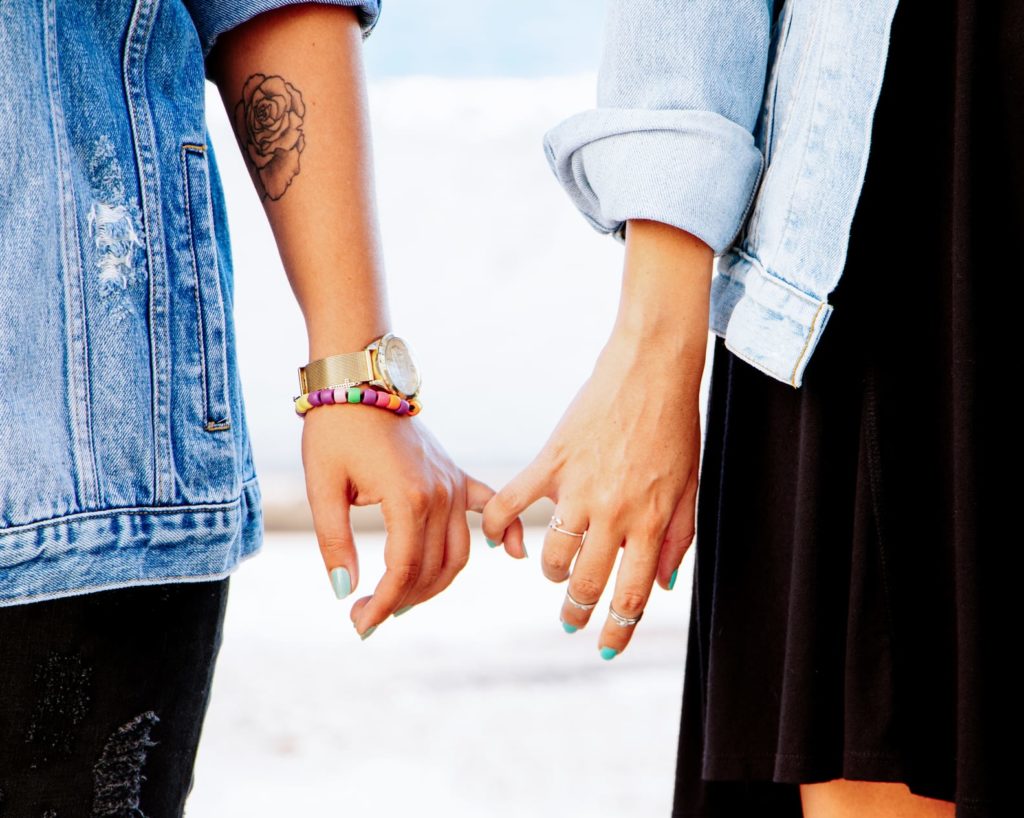 Detail: hands together of women