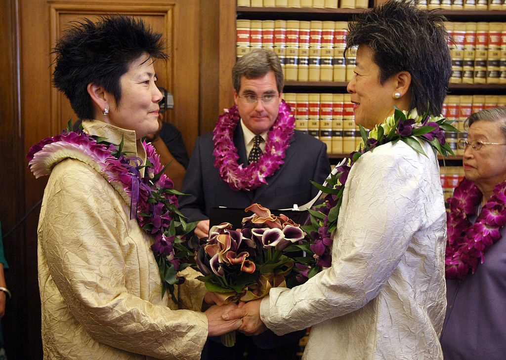 Same-sex couples throughout California are rushing to get married as counties begin issuing marriage license after a State Supreme Court ruling to allow same-sex marriage. (Photo by Justin Sullivan/Getty Images)