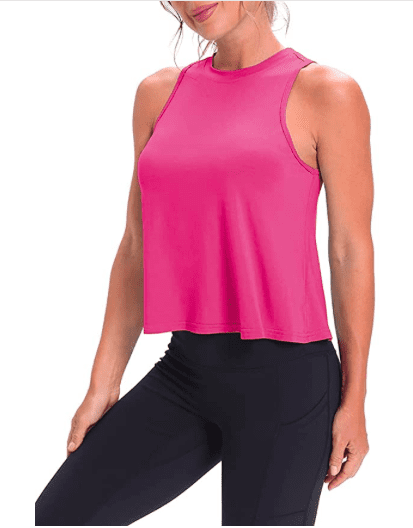 Mippo Crop Tops for Women Womens Workout Tops Flowy Cropped Tank Tops Athletic Shirts