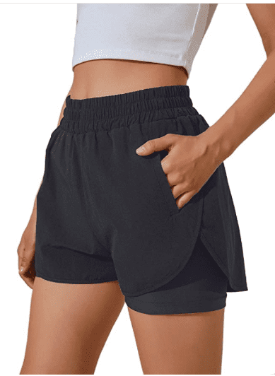 BMJL Women's Running Shorts Elastic Waistband High Waisted Shorts Pocket Sporty Workout Shorts Gym Athletic Shorts Pants