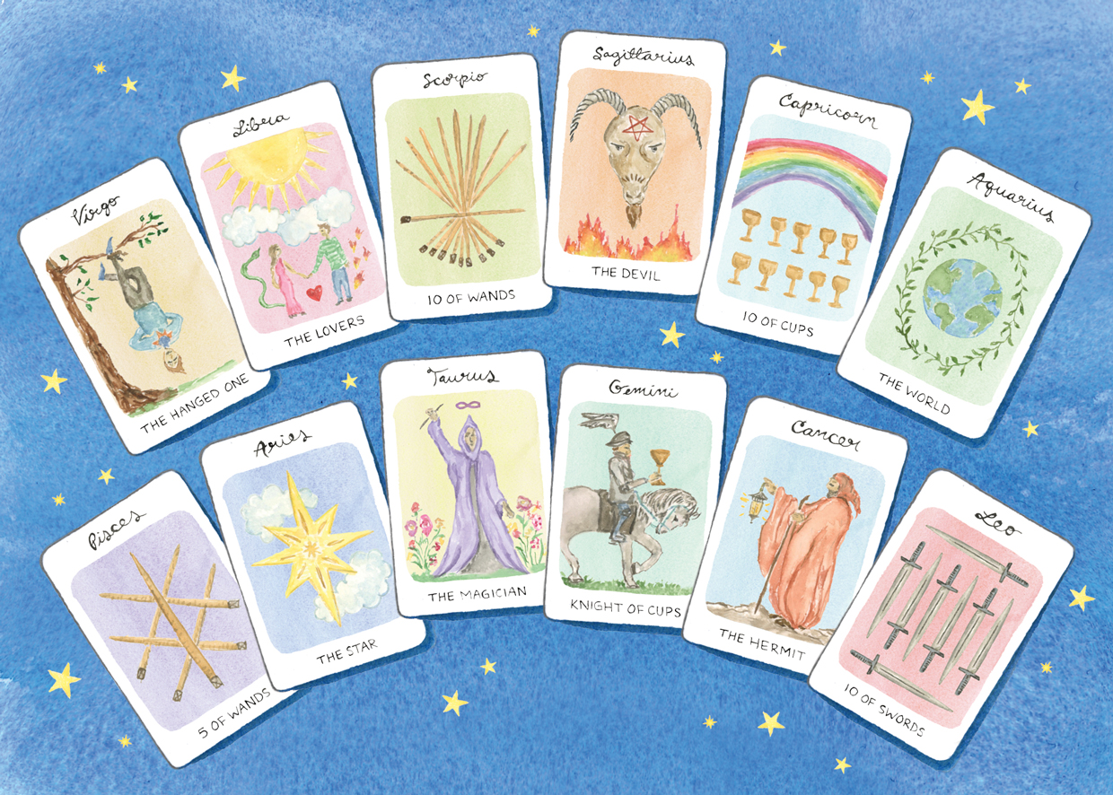Tarot cards zodiac signs Laura Babcock Illustration