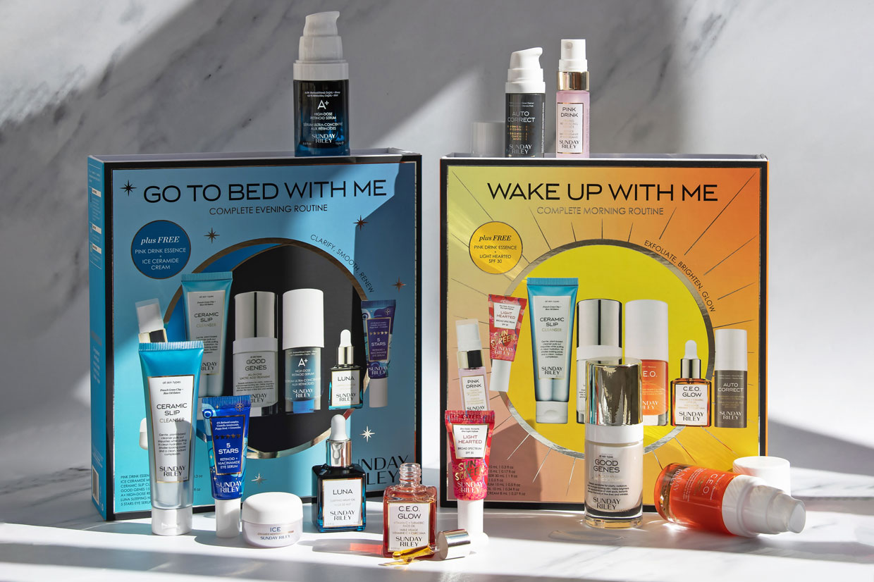 Sunday Riley Go to bed with me and Wake up with me skincare kits