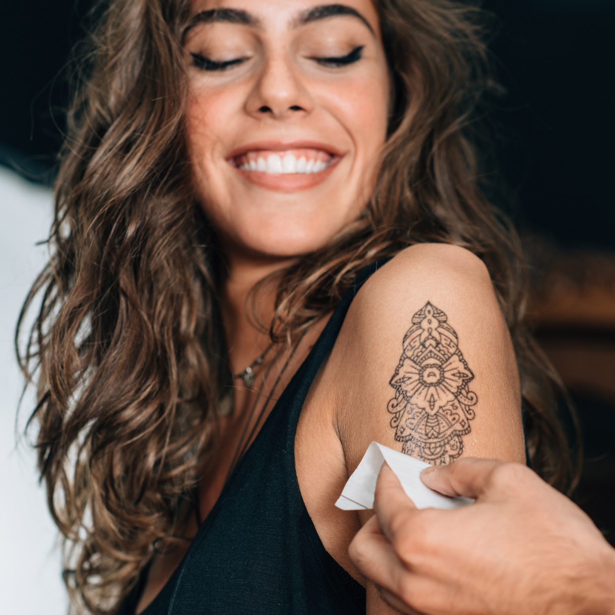 Girl with temporary tattoo