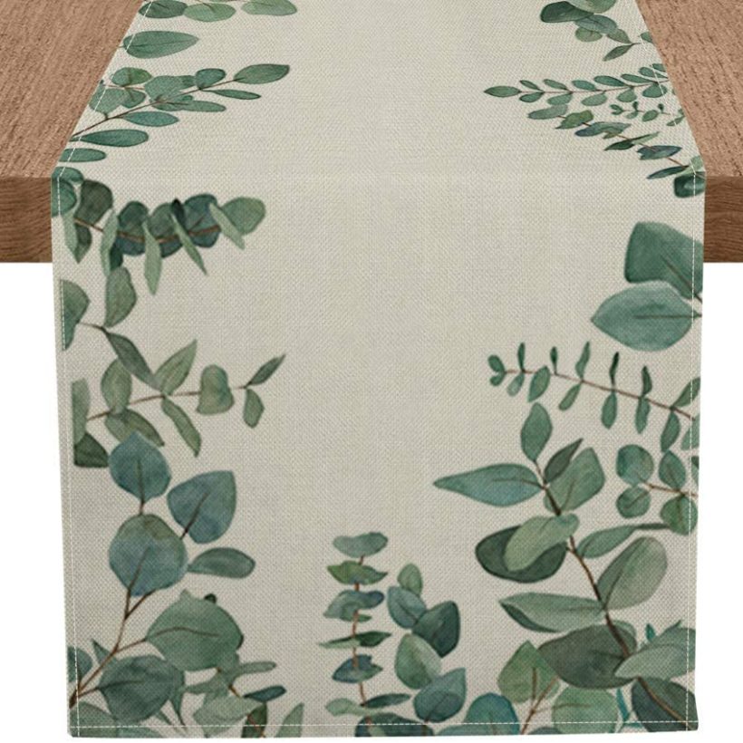 Artoid Mode Eucalyptus Leaves Table Runner