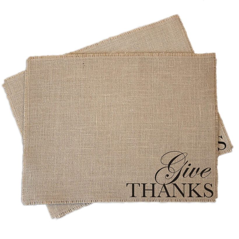 Give Thanks Burlap Placemats