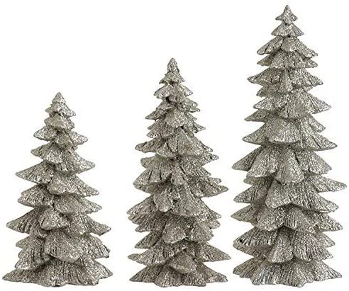 Set of 3 Silver Glittered Christmas Trees