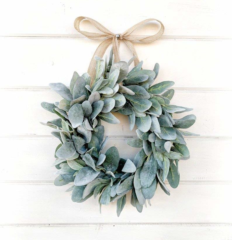 Farmhouse Wreath, Lambs Ear Wreath, Farmhouse Decor
