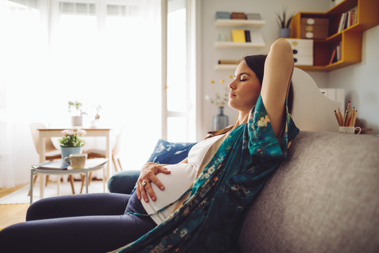 pregnant woman resting at home