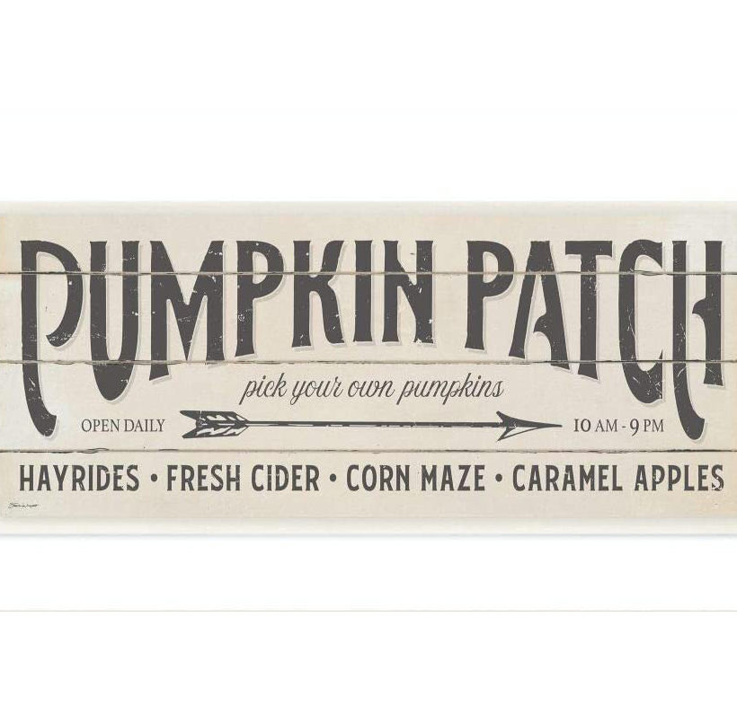 Stupell Industries Pumpkin Patch Fall Halloween Holiday Word Wood Texture Design Wall Plaque