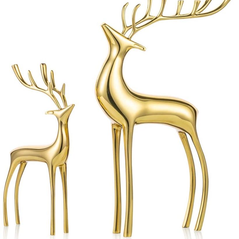Sziqiqi Reindeer Figurine Statues Deluxe Set of 2