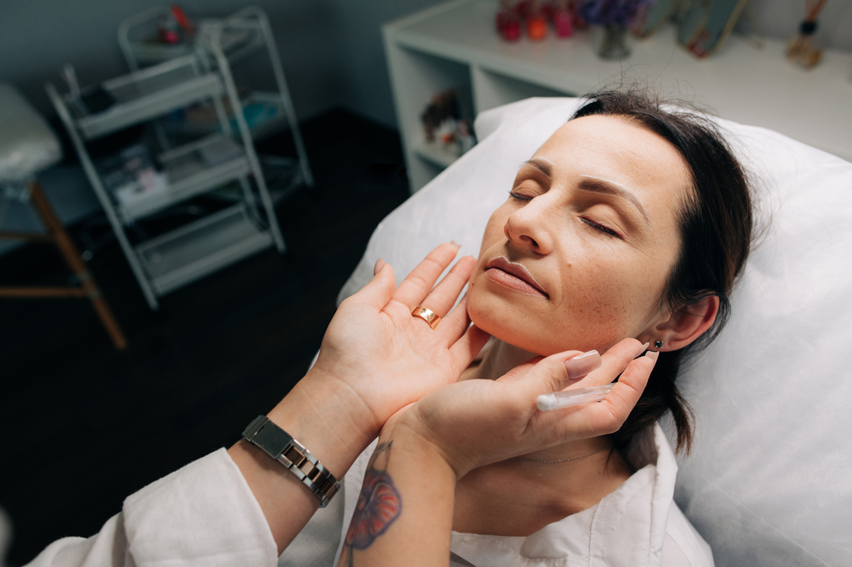 woman getting a procedure in a beauty studio