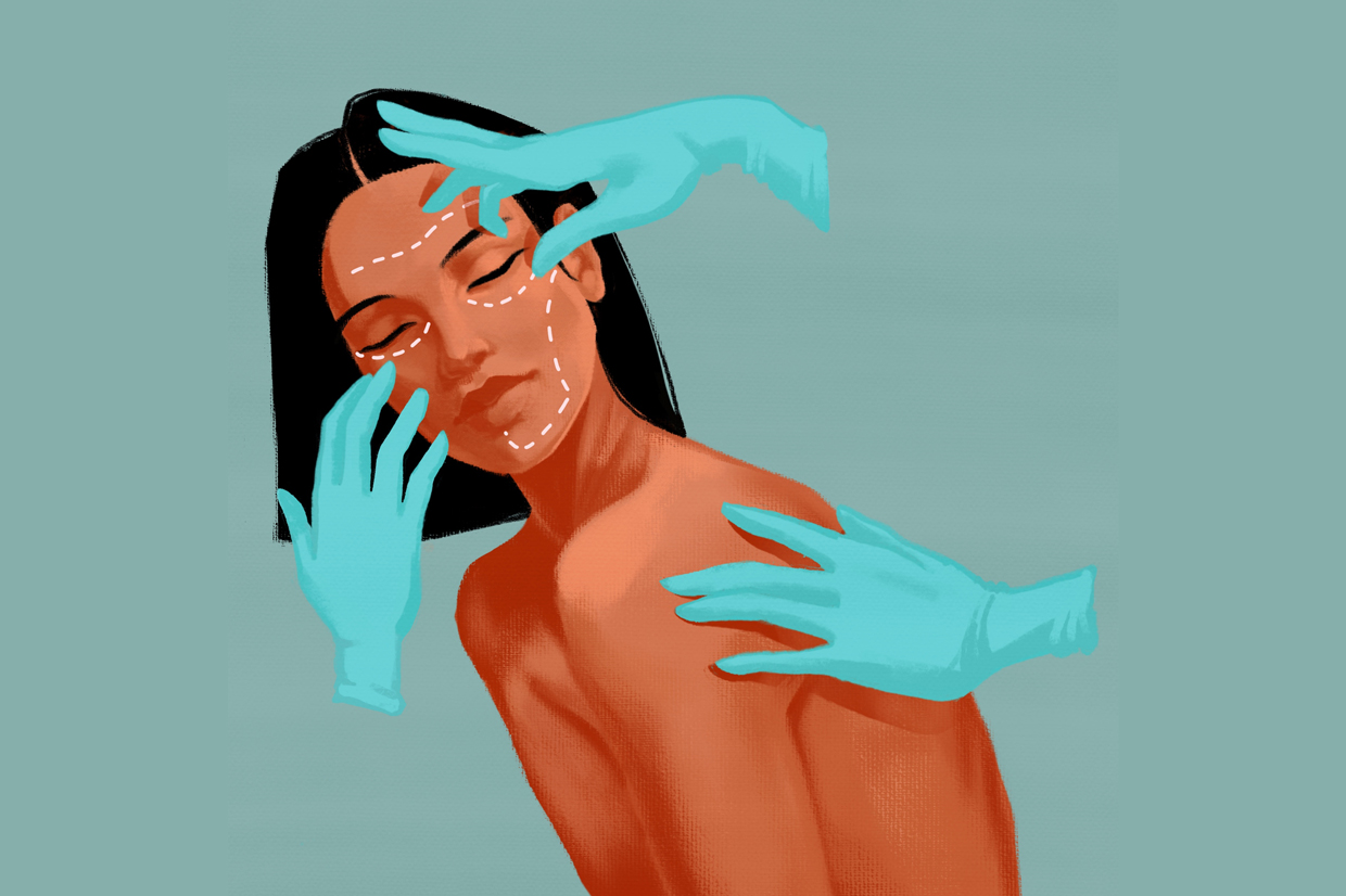 illustration of woman getting face procedure