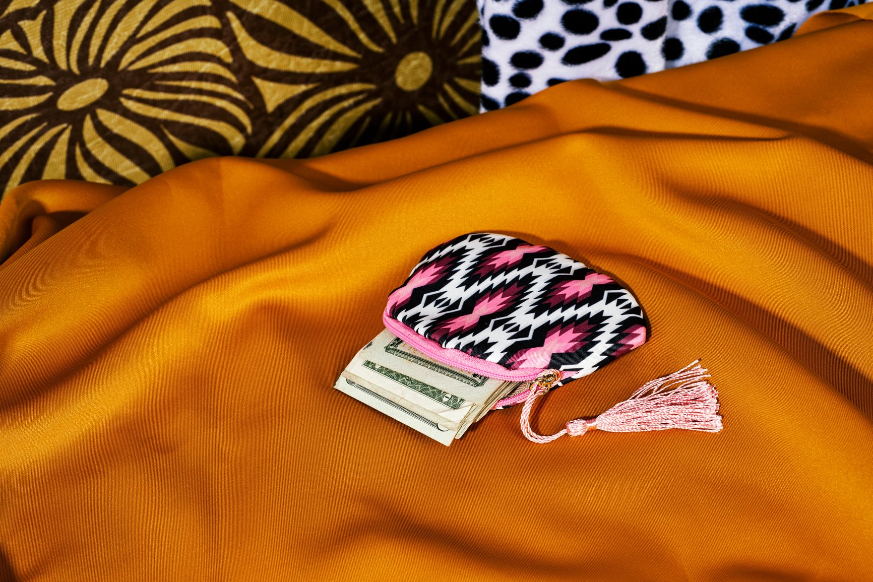 Wallet with money sticking out
