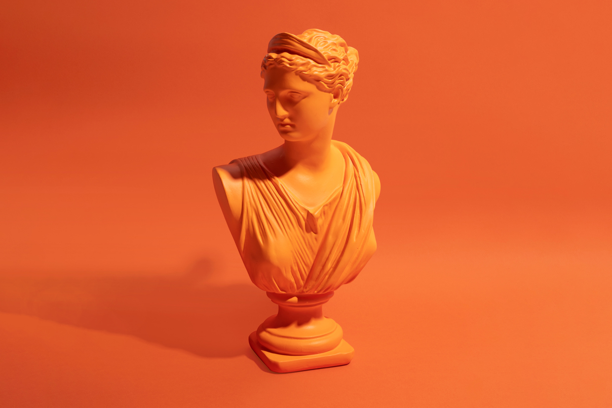 orange greek statue