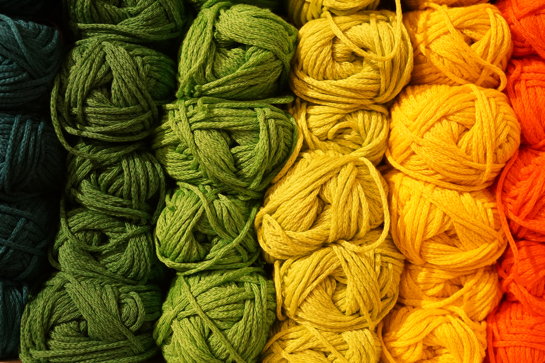 overhead shot of knitting yarn