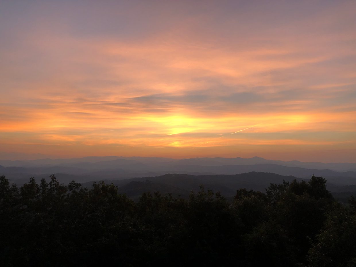 sunset over mountain scene