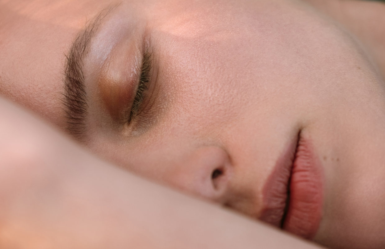 close up woman with closed eyes