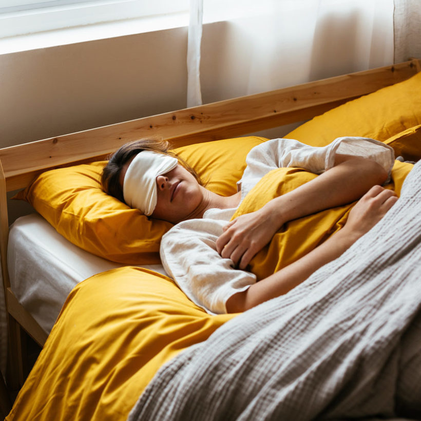 woman with eye mask sleeping