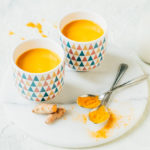 two cups of Golden milk with turmeric