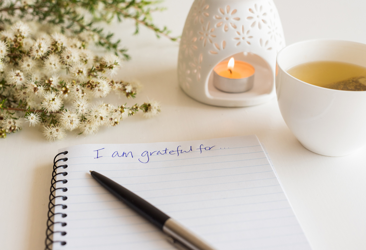 Close Up Of Handwritten Gratitude Text With Notebook