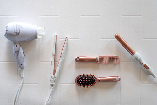 hair styling tools on a white background