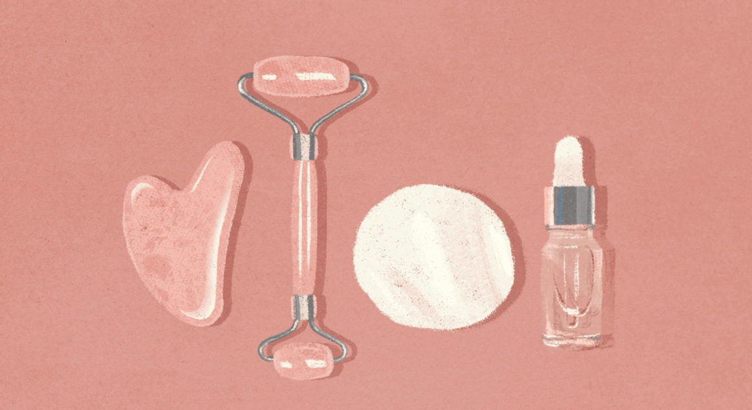 illustration of skincare products and tools