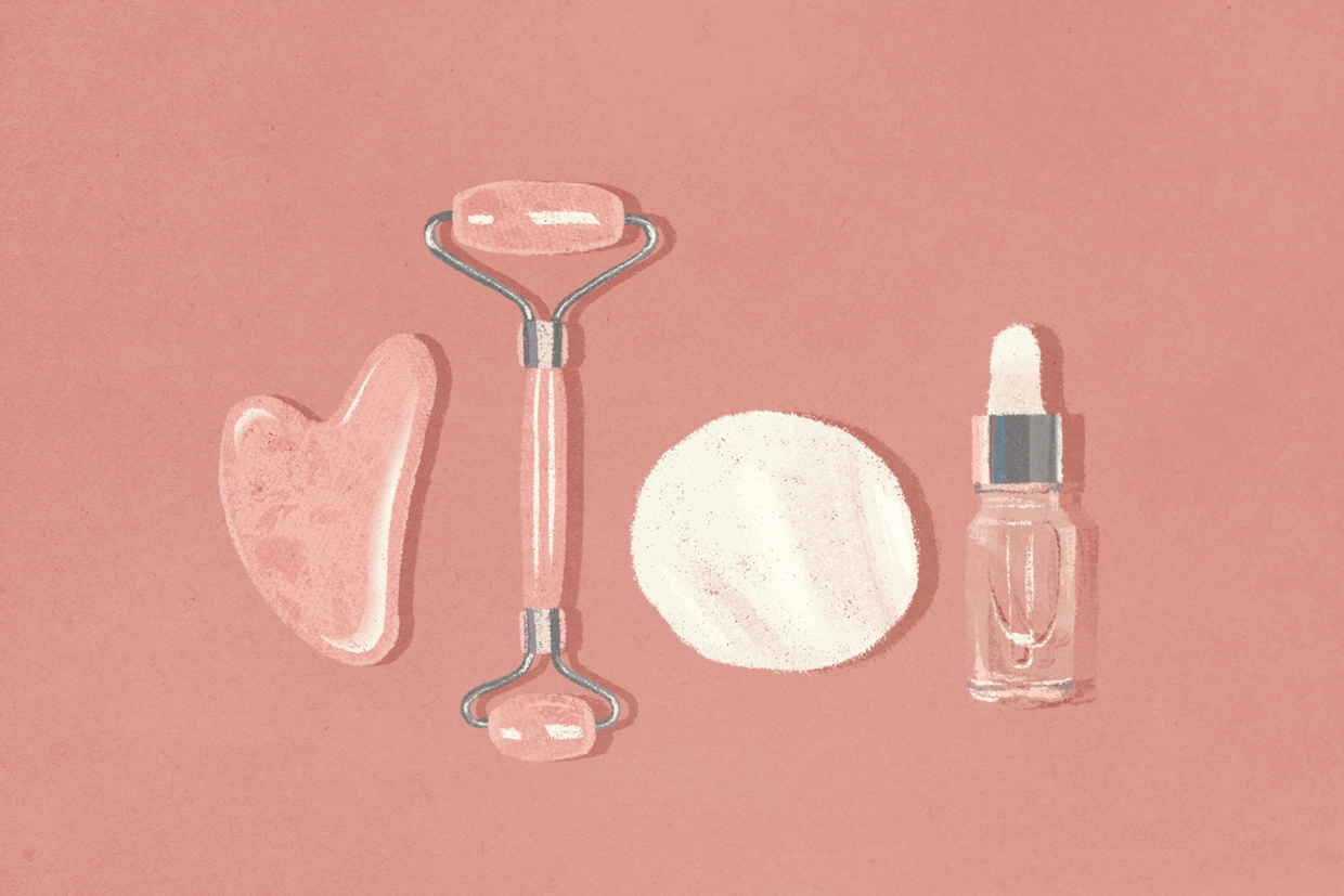 illustration of skincare products and tools