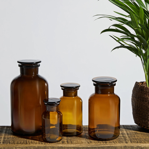 KuishiHome Amber Glass Apothecary Jar